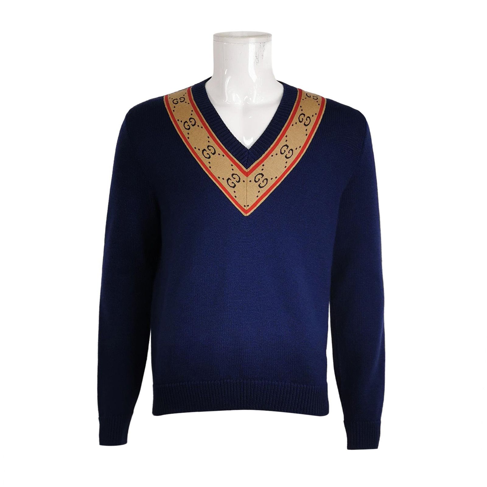 Gucci Gucci GG Monogram Trim V-Neck Sweater Size M Size US M / EU 48-50 / 2 - 1 Thumbnail