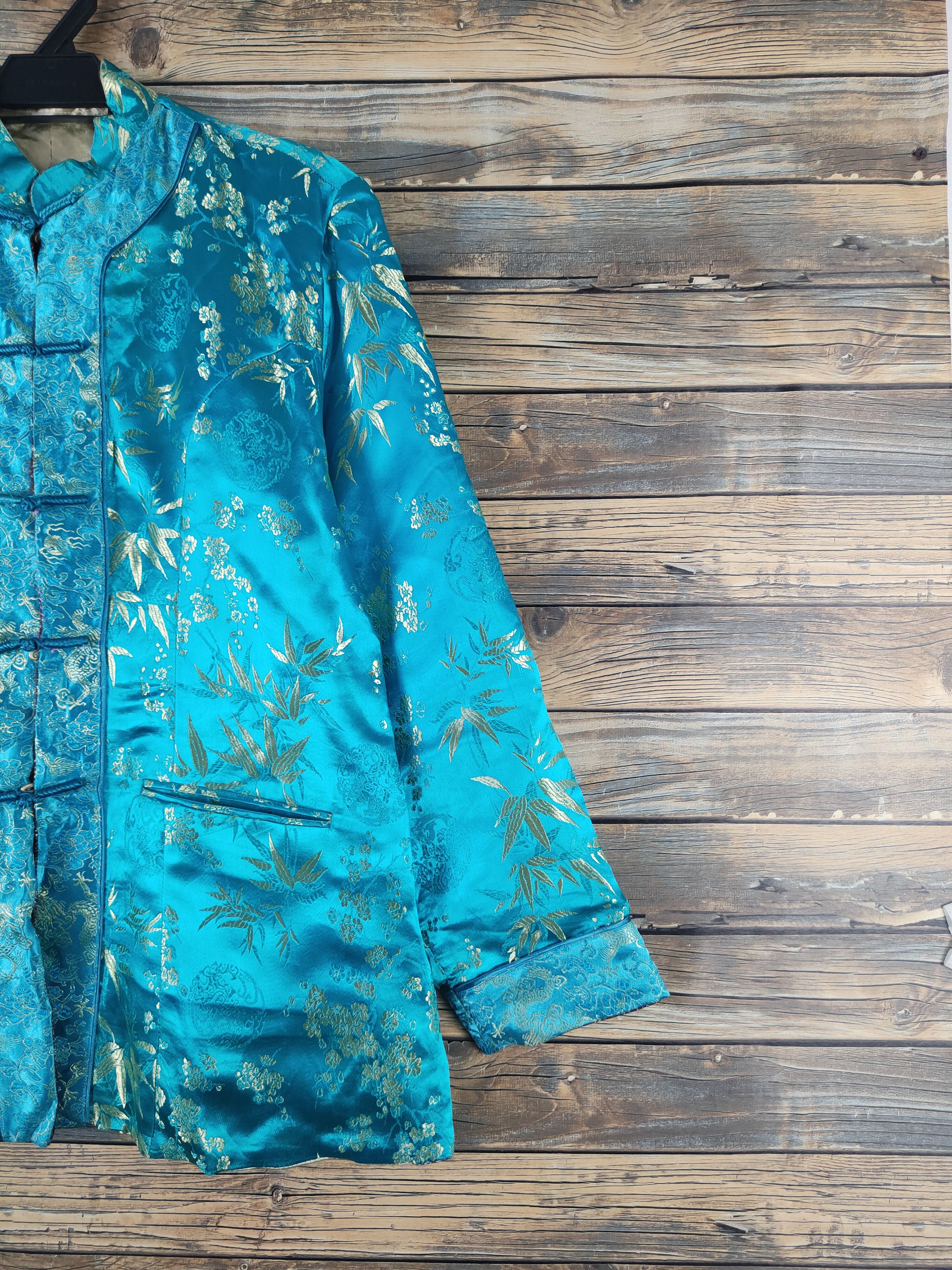Japanese Brand × Vintage DL Japan reversible Turquoise Beige Cheongsam #2691 Size US M / EU 48-50 / 2 - 5 Thumbnail