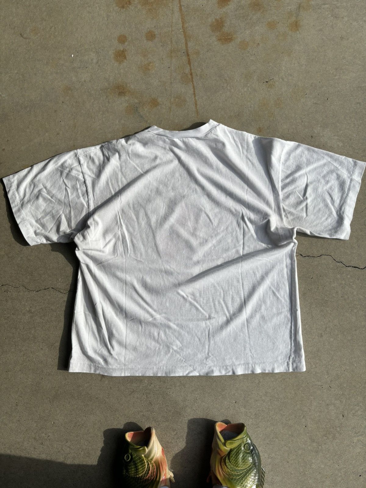 4GSELLER × Other × Vintage Crazy 90s RR Gear Neon Biker Gear Faded Foot White Tee Size US XL / EU 56 / 4 - 2 Thumbnail
