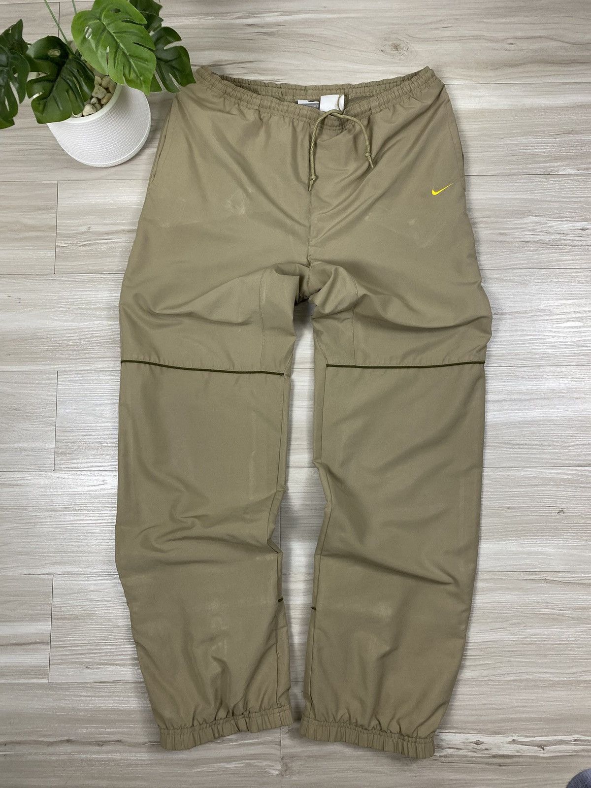 Nike Y2K Nike Nylon Pants Track Drill Cream Swoosh Size US 30 / EU 46 - 1 Thumbnail