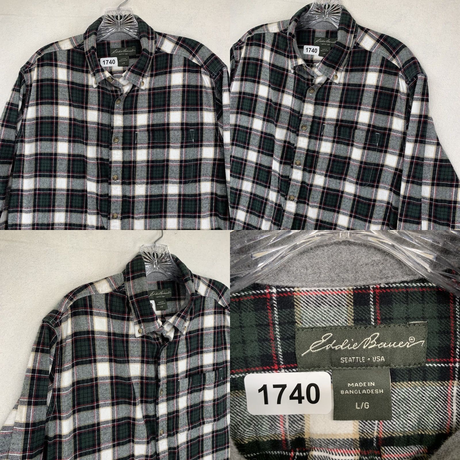 Eddie Bauer VINTAGE Eddie Bauer Shirt Men Large Black White Plaid  display picture 1