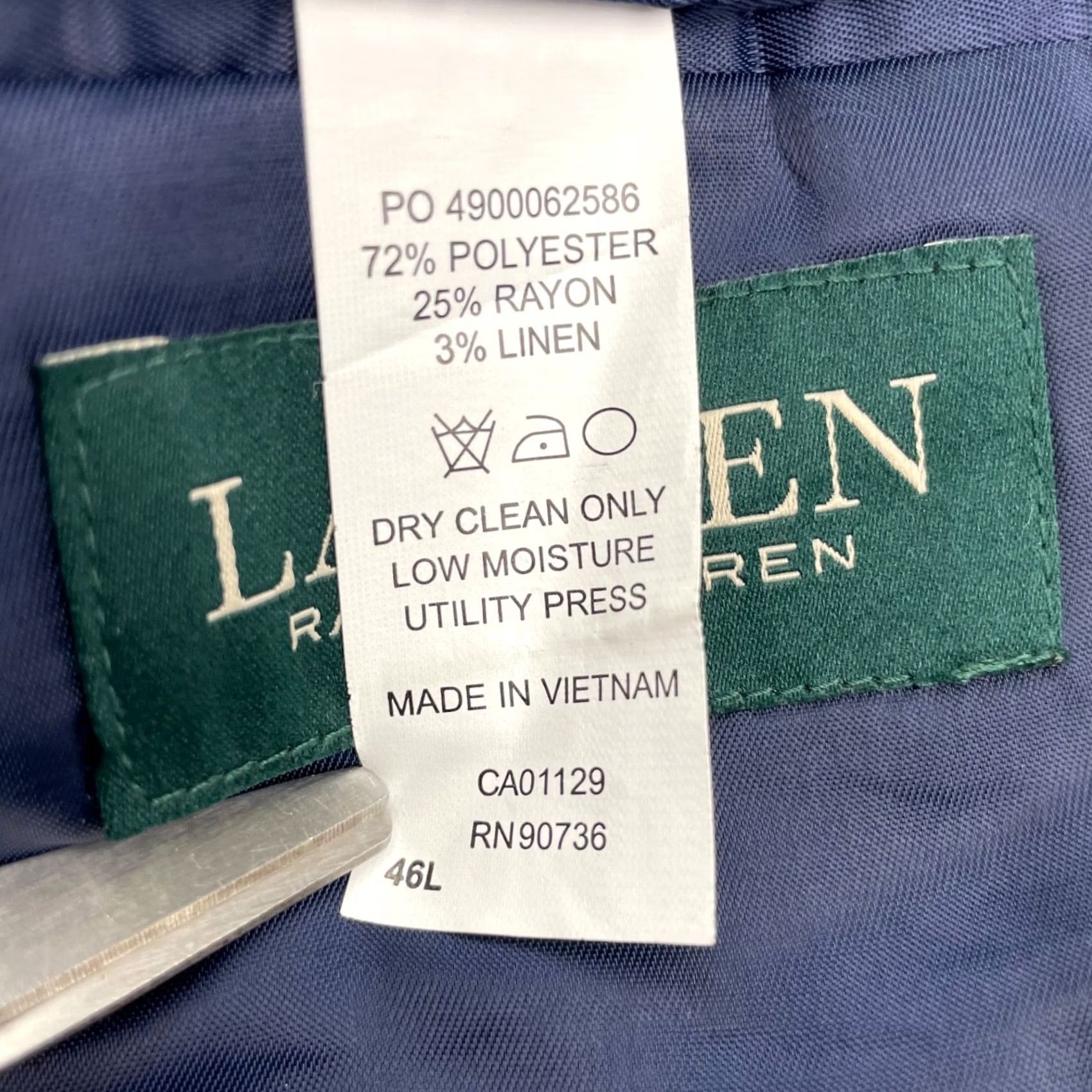 Ralph Lauren Ralph Lauren LRL Men’s Navy Blue Linen Blend Blazer 46L Two-Button Size 46R - 6 Thumbnail