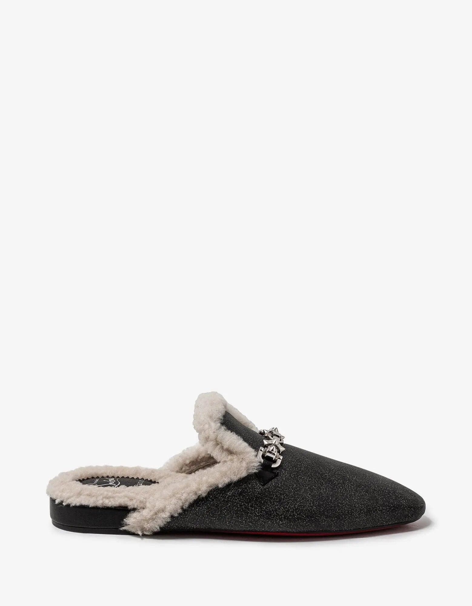 Christian Louboutin Woolito Swing Flat 43 Black Shearling Leather Mule Loafers Christian Louboutin Schuhe Slippers Woolito Shearling  main image 2