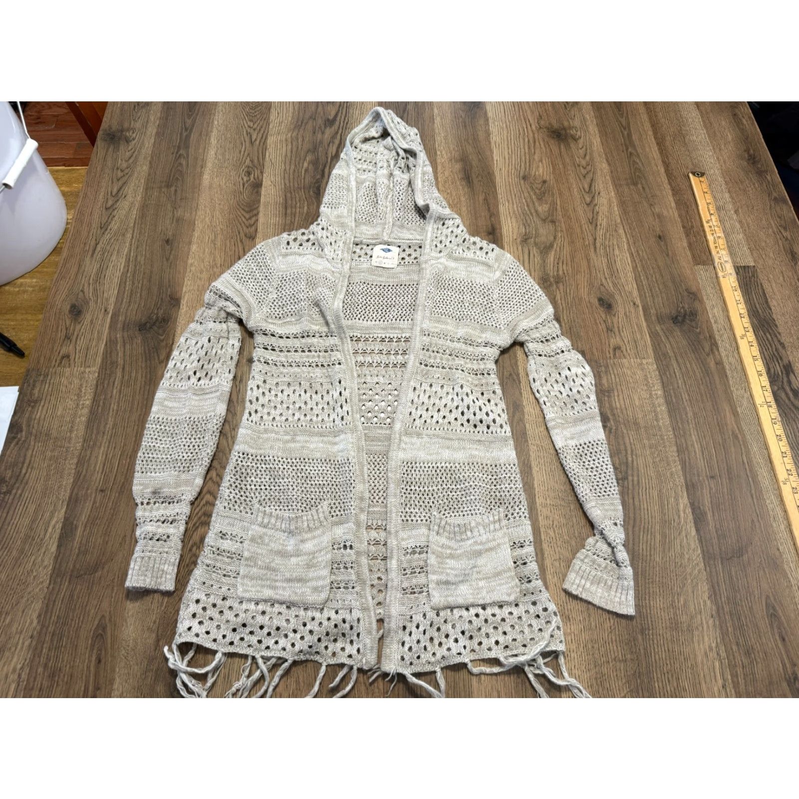 Vintage VINTAGE Wild Blue Sweater Womens Size Small Gray Long Sleeve Open Cardigan Hooded Size S / US 4 / IT 40 - 2 Thumbnail