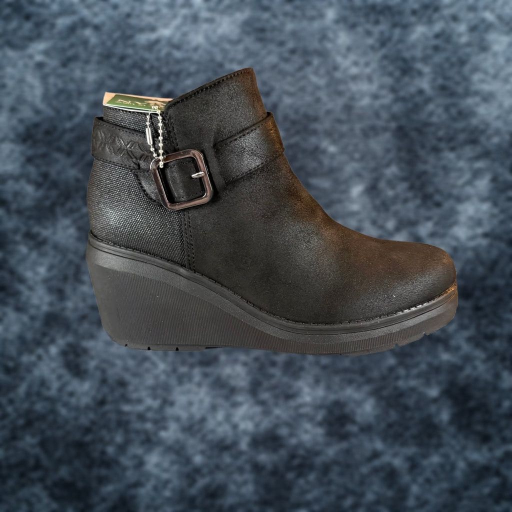SKECHERS Skechers BOBS Gala In High Demand Black Vegan Wedge Ankle Boots 114617 Womens 6 Size US 6 / IT 36 - 1 Thumbnail