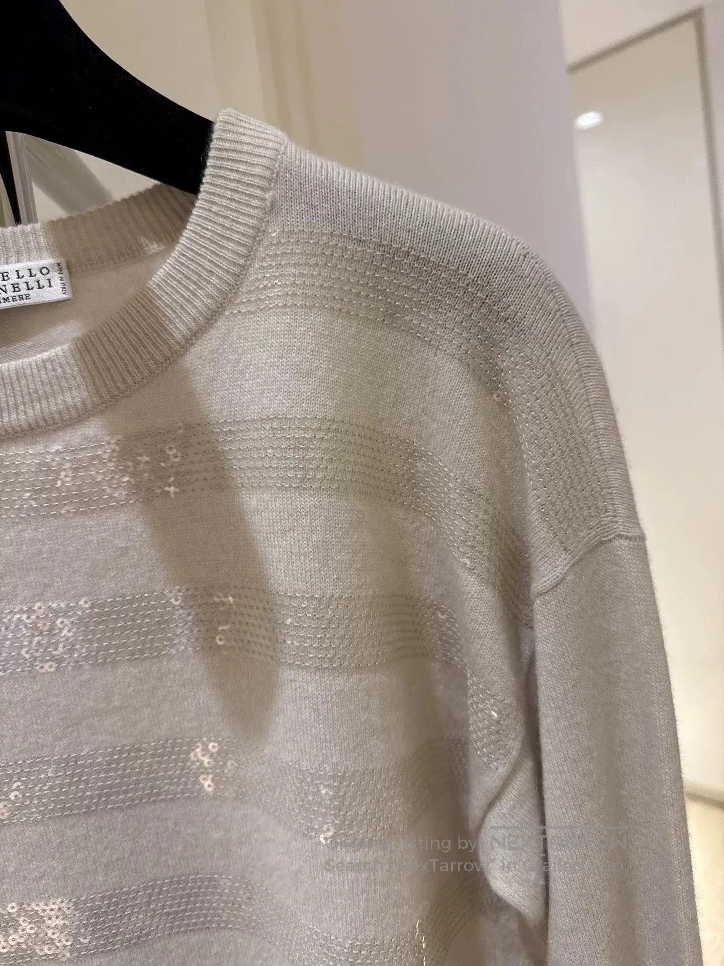 Brunello Cucinelli Brunello Cucinelli Oatmeal Sequin Sweater S. Size US S / EU 44-46 / 1 - 3 Thumbnail