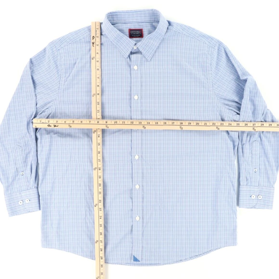 UNTUCKit Untuckit Pascal Performance Gingham Button Up Shirt Blue Men's 2XL Size US XXL / EU 58 / 5 - 3 Thumbnail