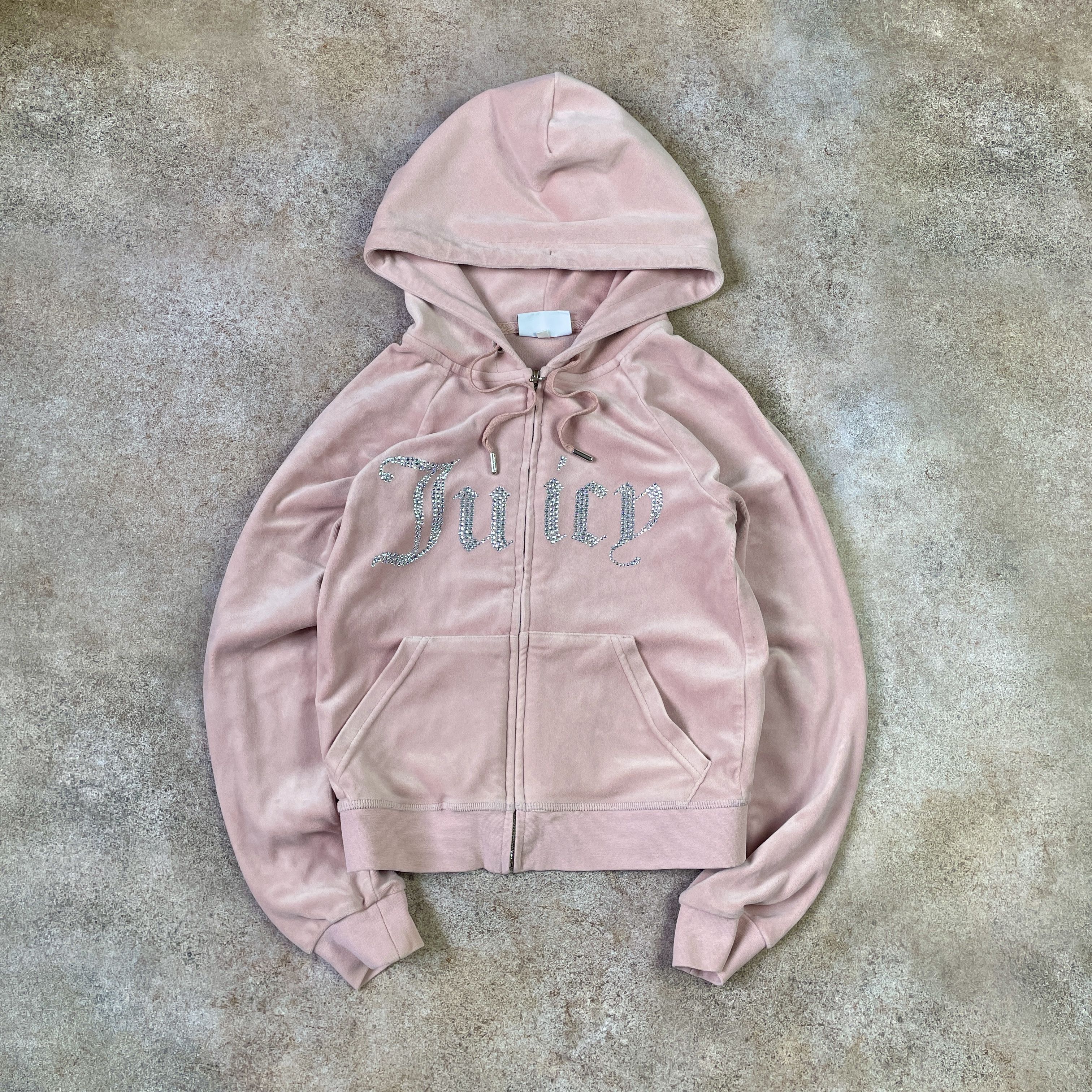 Juicy Couture ⭐ Juicy Couture Pink Velour Cropped Zip Hoodie Size XS / US 0-2 / IT 36-38 - 1 Thumbnail