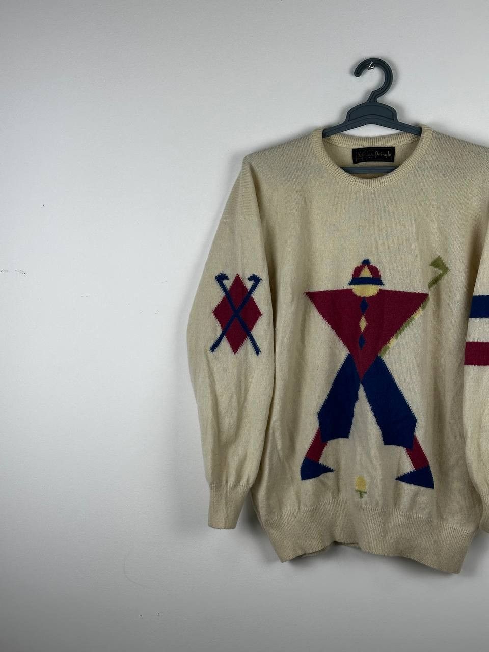 Pringle Of Scotland × Vintage Vintage Pringle Sports Pure Wool Abstract Geometric Sweater Size US L / EU 52-54 / 3 - 2 Thumbnail