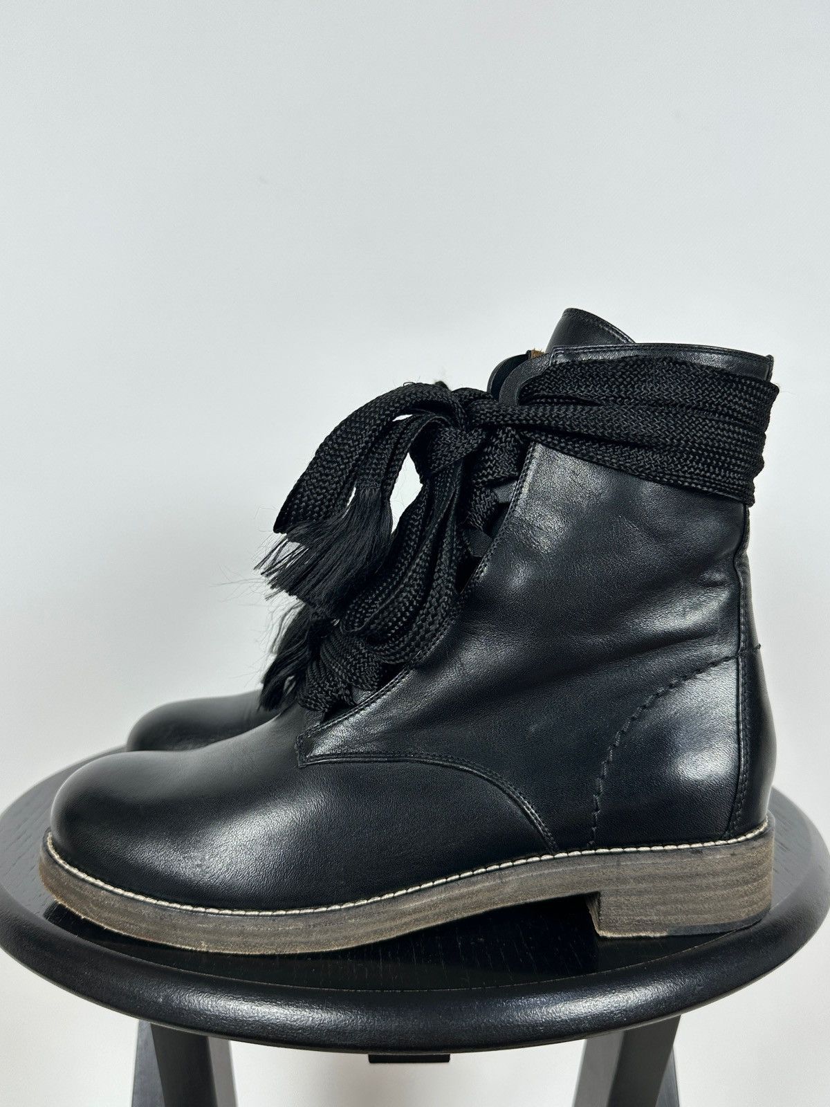 Chloe Chloe Harper Black Leather Combat Lace Up Ankle Boots Size US 6 / IT 36 - 3 Thumbnail