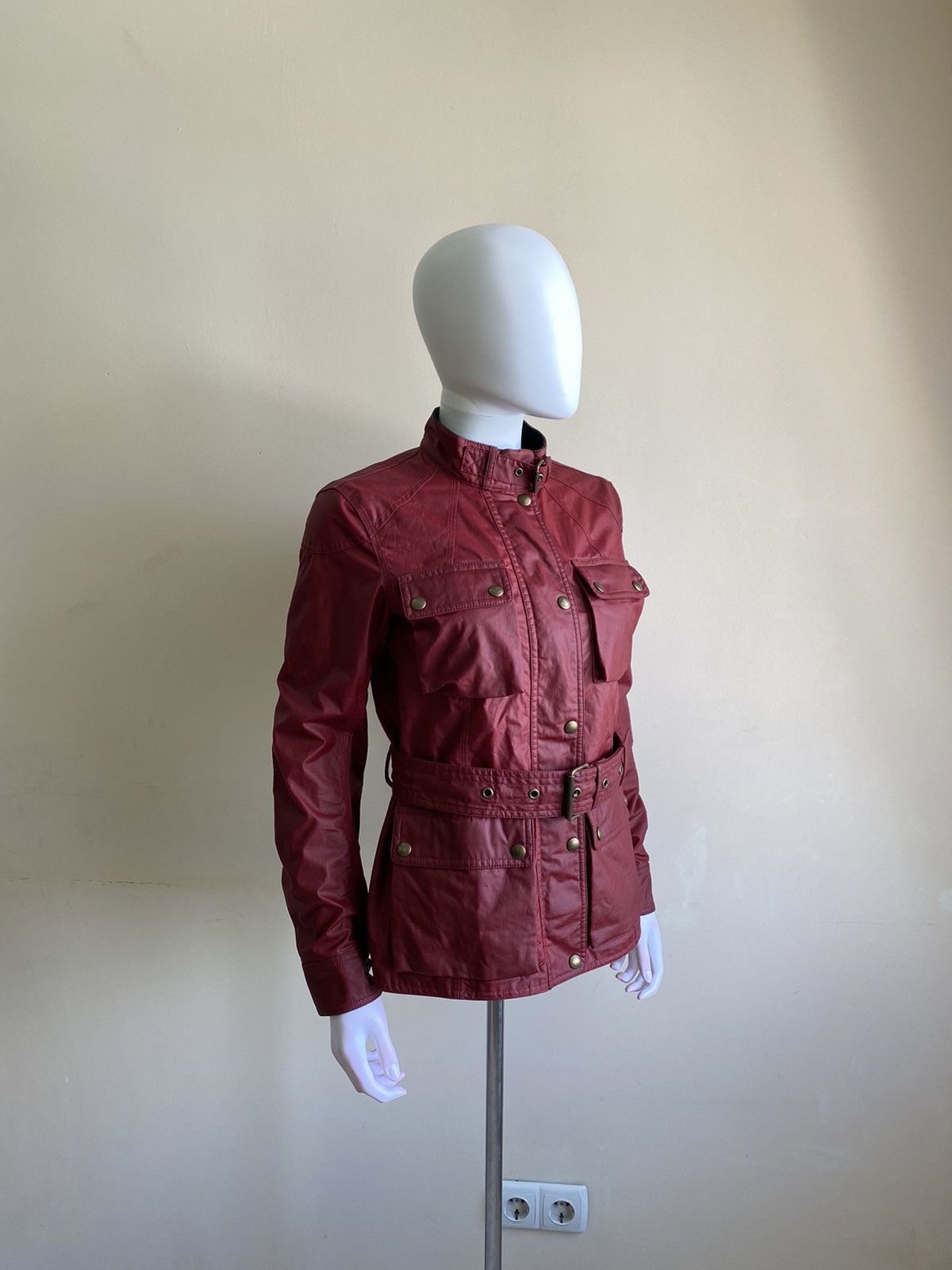 Belstaff Belstaff Womens Red Waxed Roadmaster Belted Jacket Size 40 Size S / US 4 / IT 40 - 1 Thumbnail