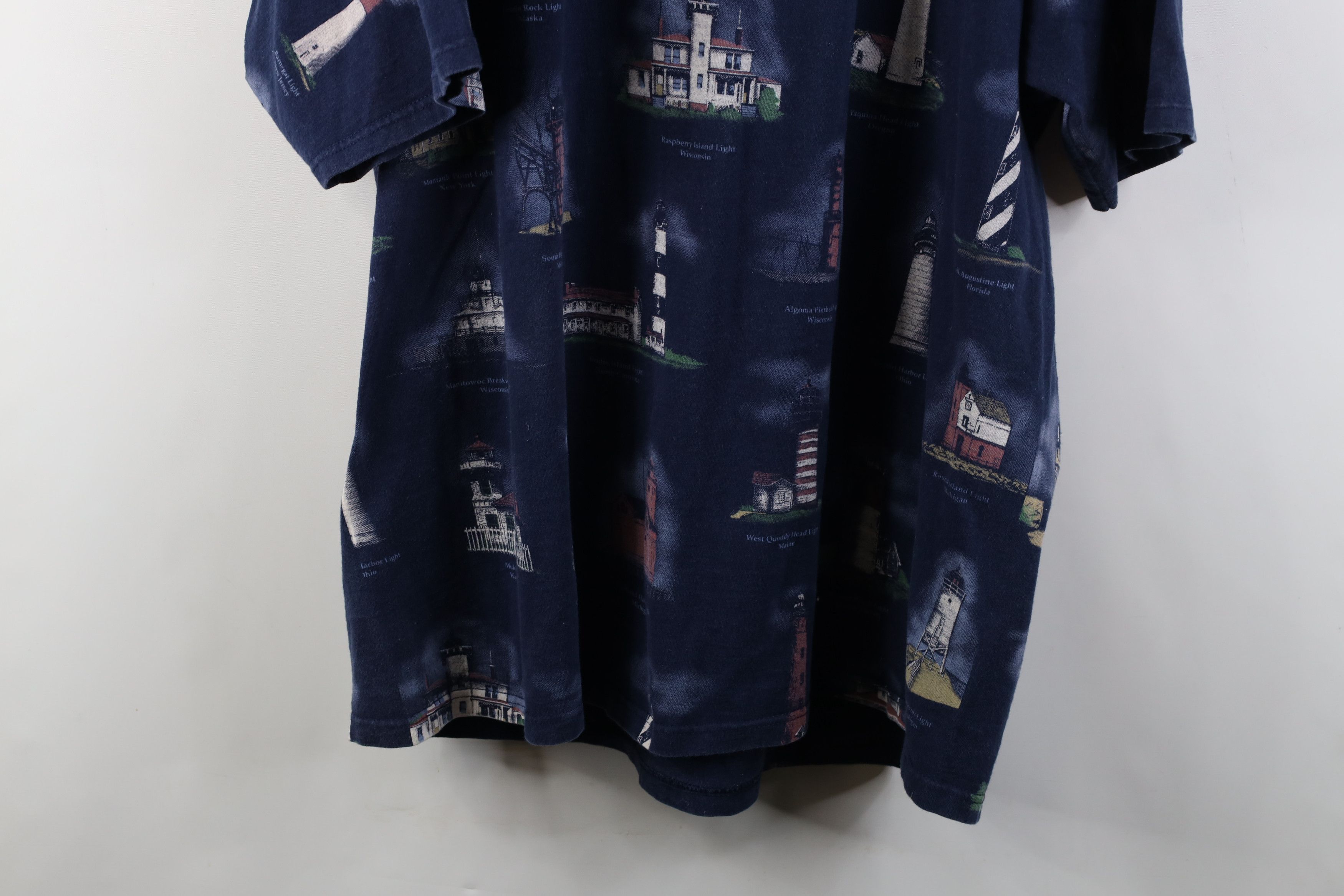 Vintage Vintage 90s Streetwear Lighthouse Print Short Sleeve T-Shirt Size US XXL / EU 58 / 5 - 12 Thumbnail