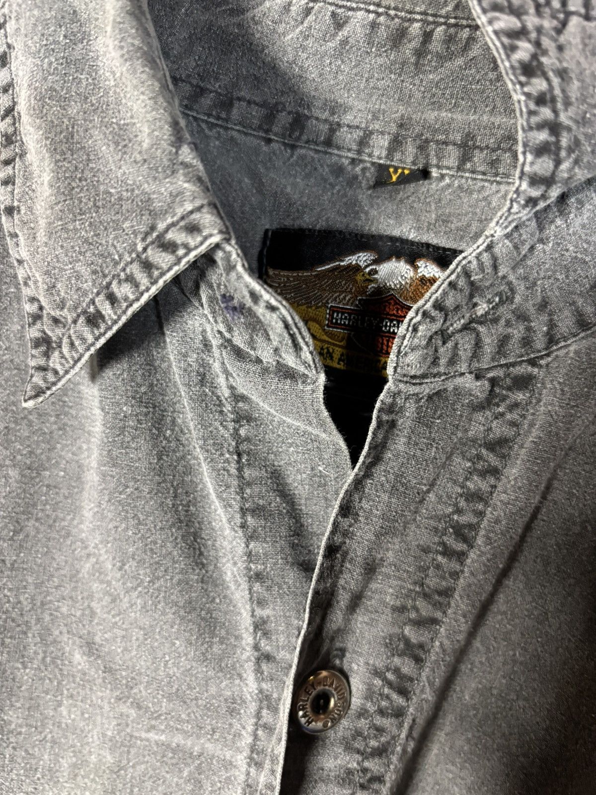 Harley Davidson Harley Davidson Embroidered Grey Button Down Shirt Adult XL Size US XL / EU 56 / 4 - 8 Thumbnail