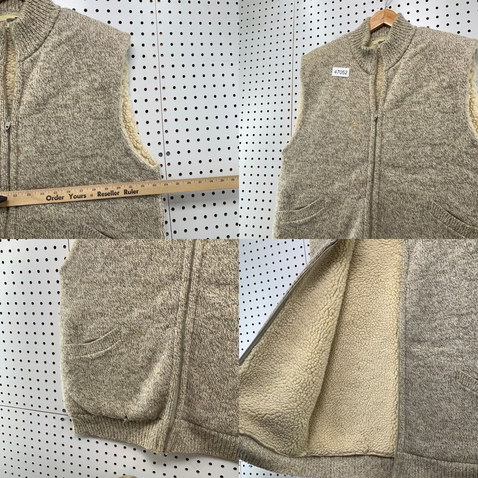 Vintage VINTAGE Winona Knits Wool Vest Mens XL Beige Sherpa Lined Sleeveless USA Size US XL / EU 56 / 4 - 9 Thumbnail
