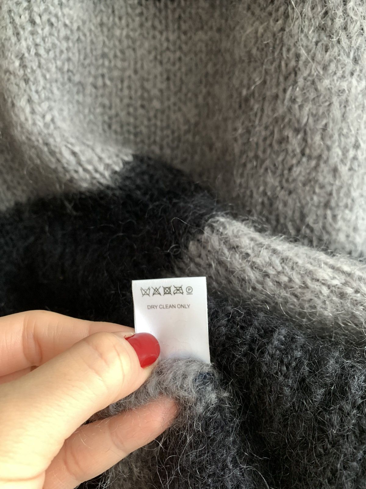 Officine Generale Black/Grey Striped Mohair Wool Grunge Kurt Knit Sweater Size US M / EU 48-50 / 2 - 6 Thumbnail