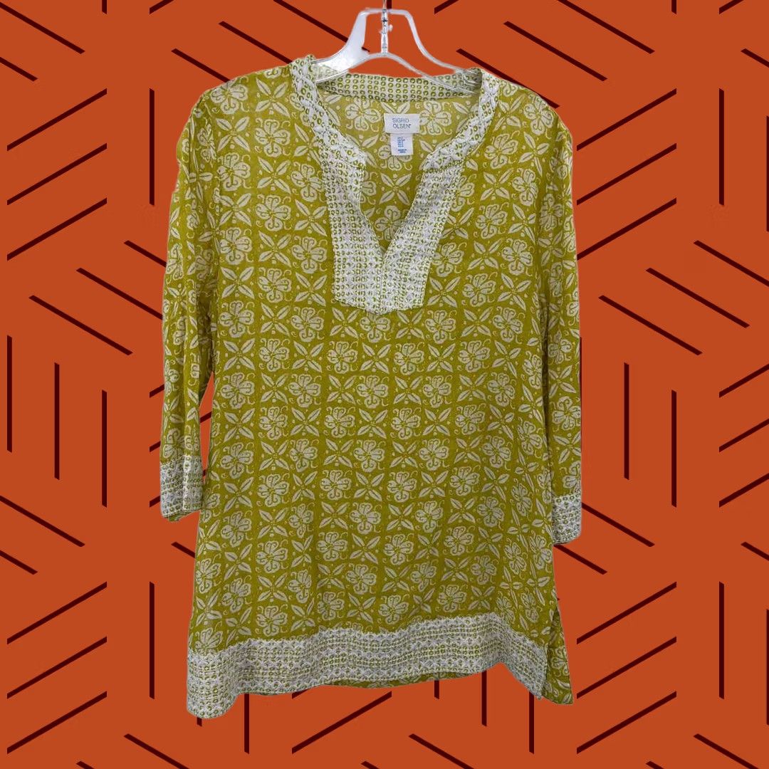 Vintage Pre-Owned Sigrid Olsen Green Size Small Tunic Blouse Size S / US 4 / IT 40 - 1 Thumbnail