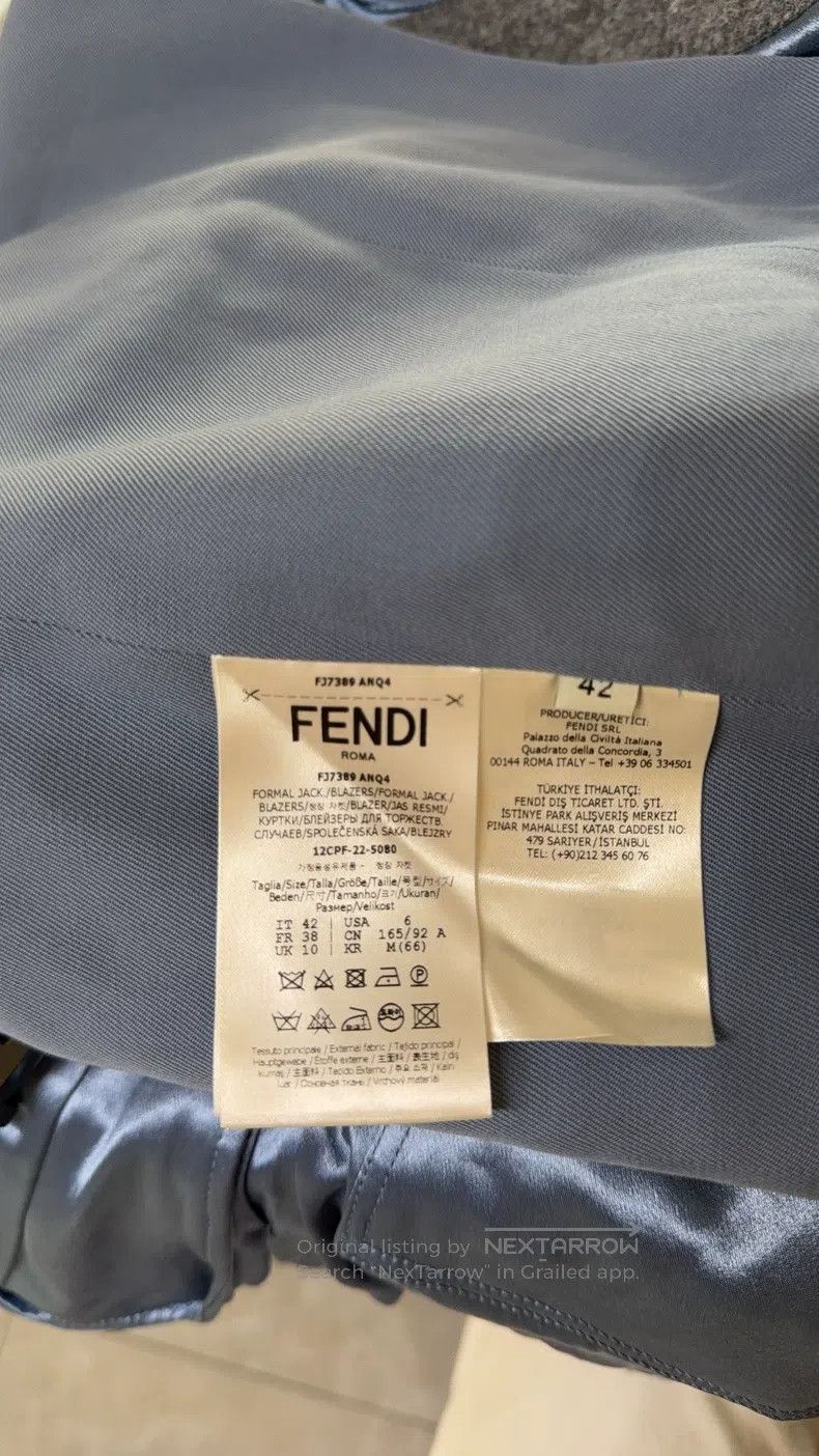 Fendi Fendi Blue Satin-Like Work Suit Jacket Size S / US 4 / IT 40 - 4 Thumbnail