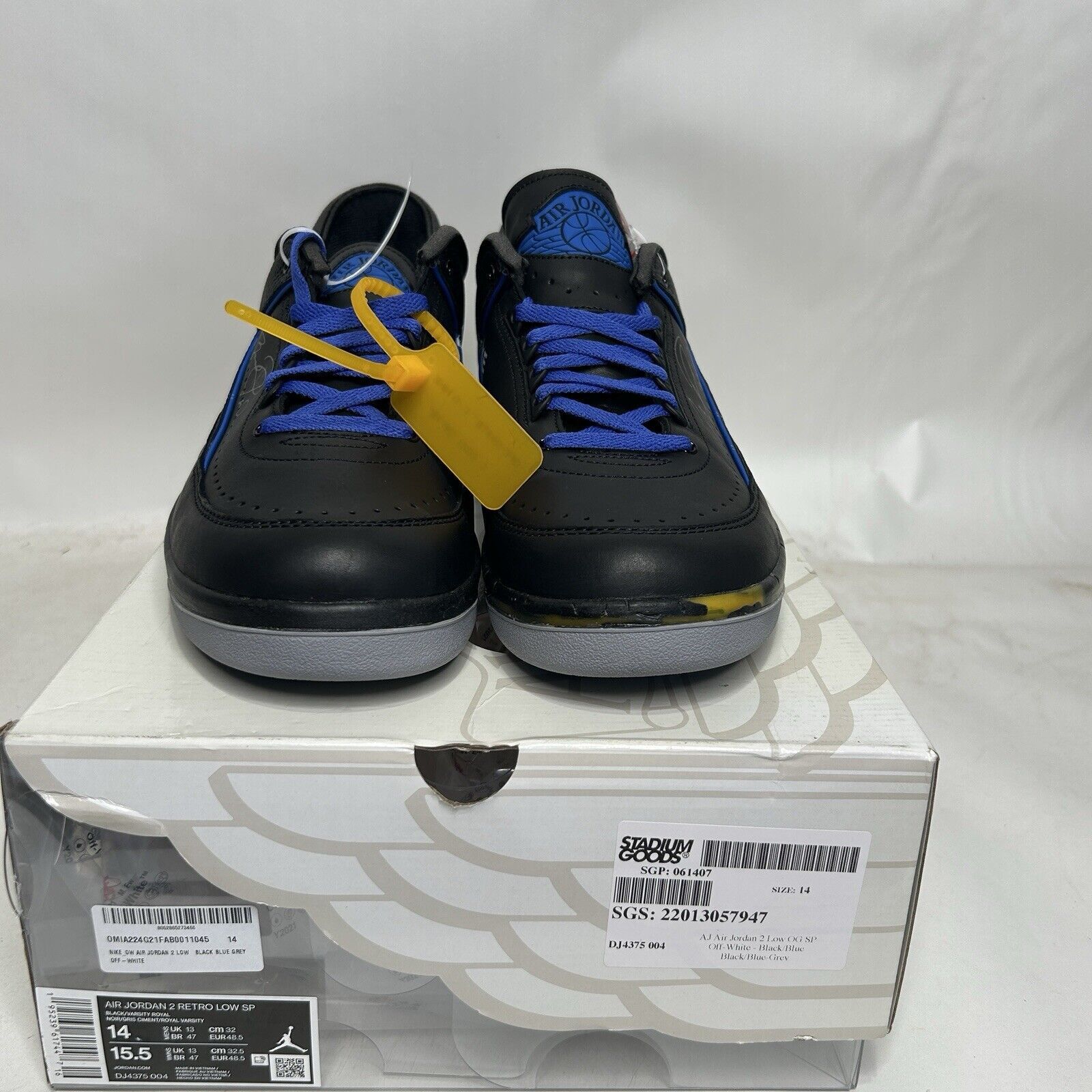 Jordan Brand Off-White x Air Jordan 2 Retro SP Low “Black Varsity Royal" Size US 14 / EU 47 - 2 Thumbnail