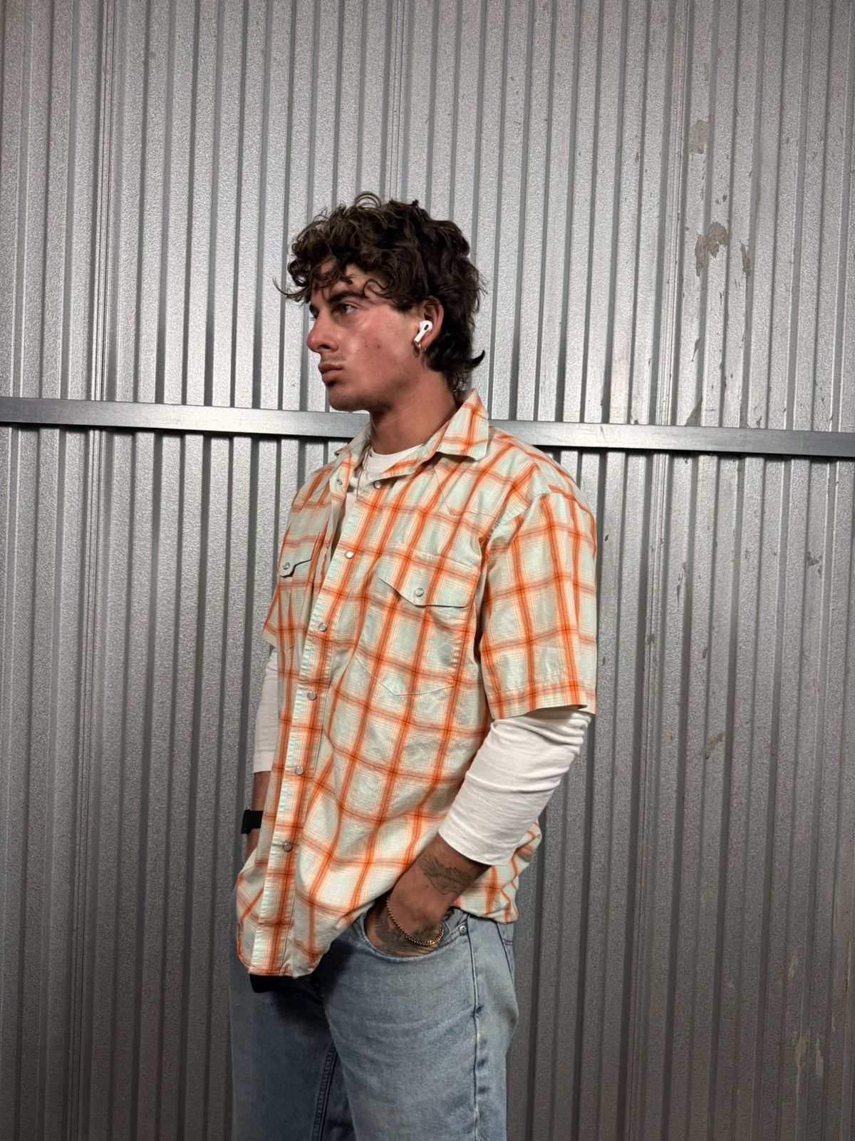 Wrangler Vintage Wrangler Short Sleeve Orange Plaid Western Shirt Size US L / EU 52-54 / 3 - 2 Thumbnail