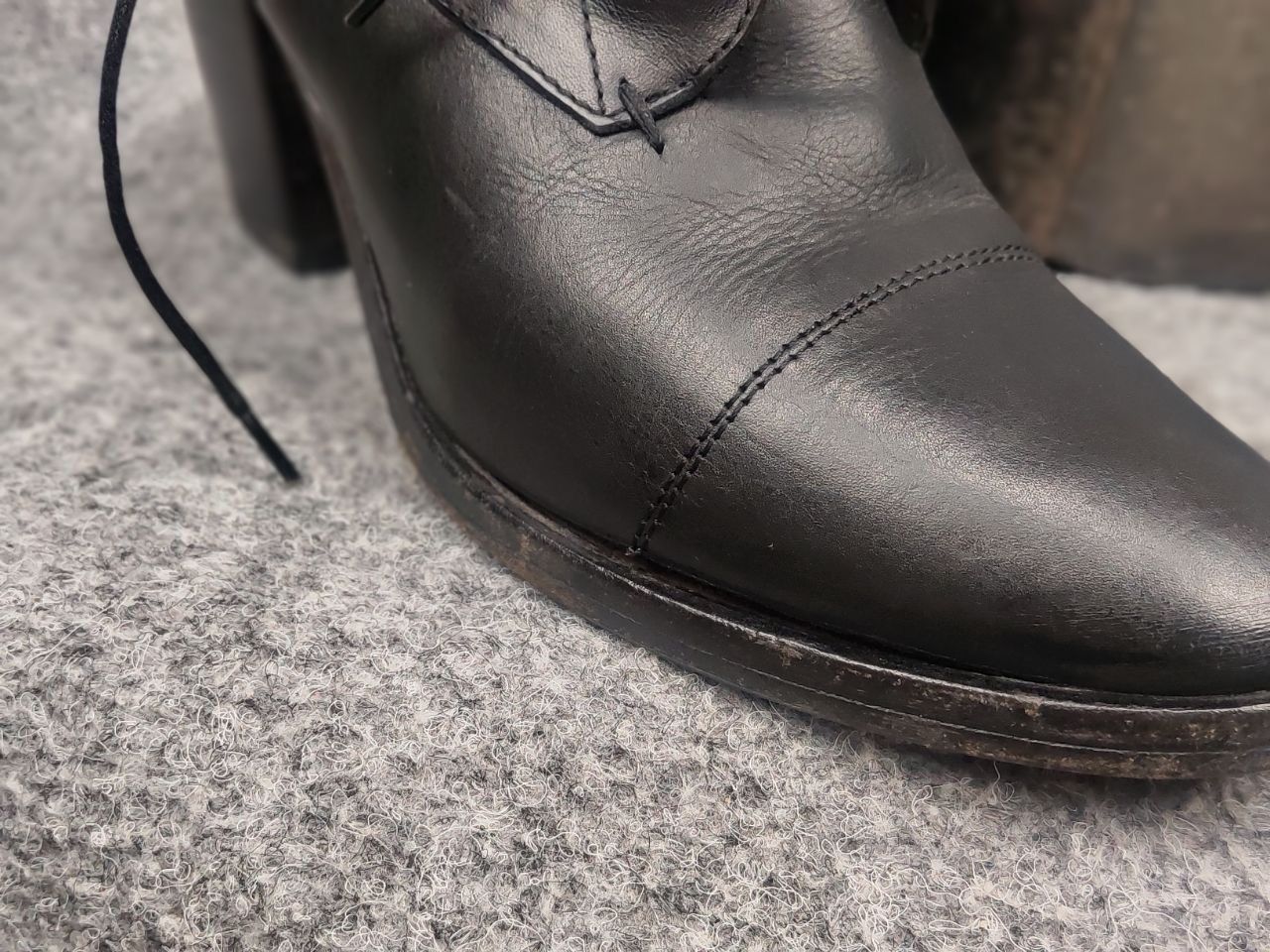 MoMA Moma Design Lace up zip Black leather Ankle heeled Boots Size US 10 / IT 40 - 14 Thumbnail