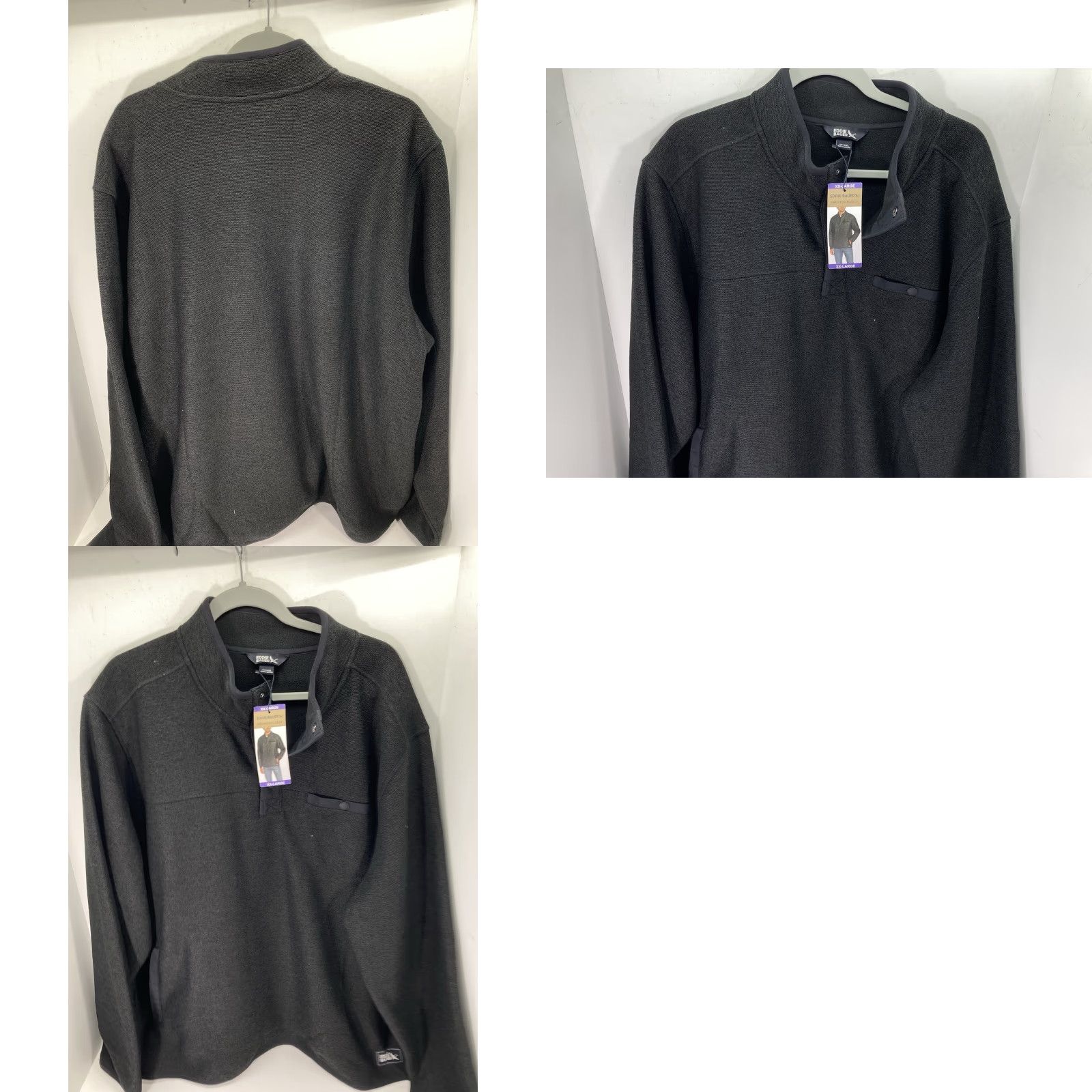 Eddie Bauer Eddie Bauer Sweater Fleece Men 2XL Black Pullover Pockets NWT Shirt 28 Inches Across Chest 30 Inches Shoulders to Waist T Snap Mock Neck Size US XXL / EU 58 / 5 - 9 Thumbnail