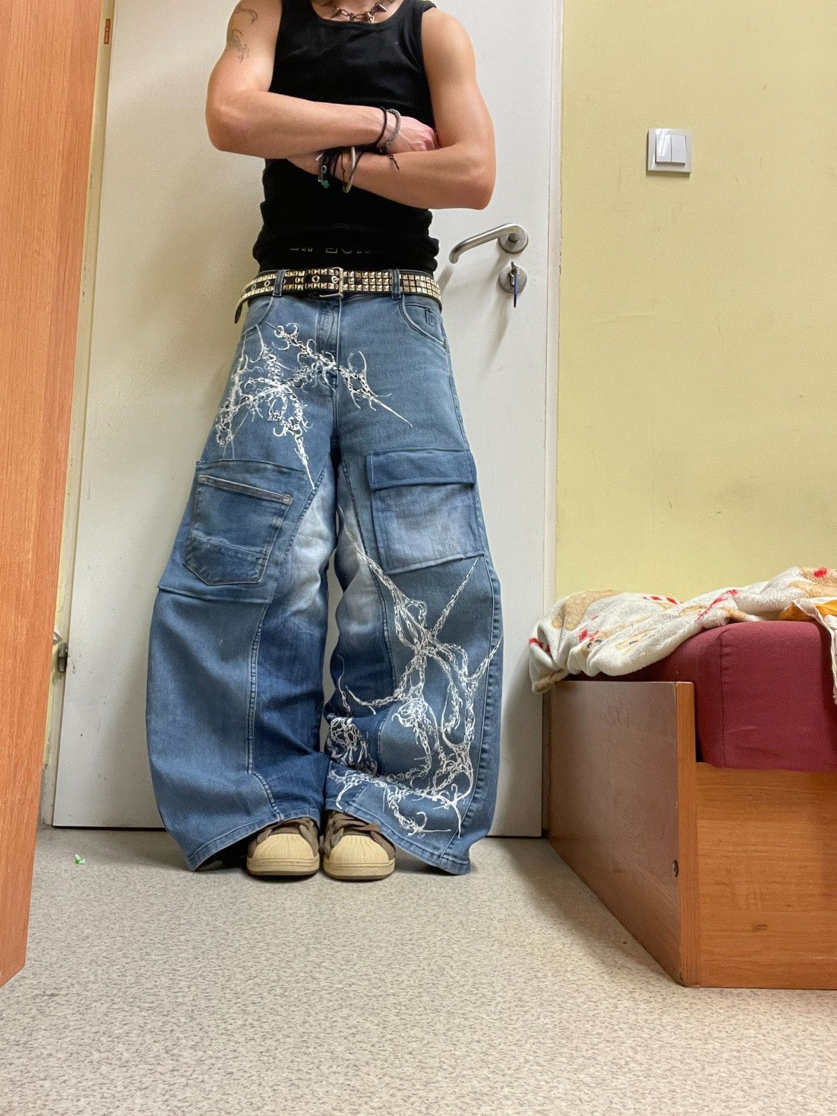 JNCO × Japanese Brand 💥rare wide streetwear handmade Pants 💥 Size US 31 - 3 Thumbnail