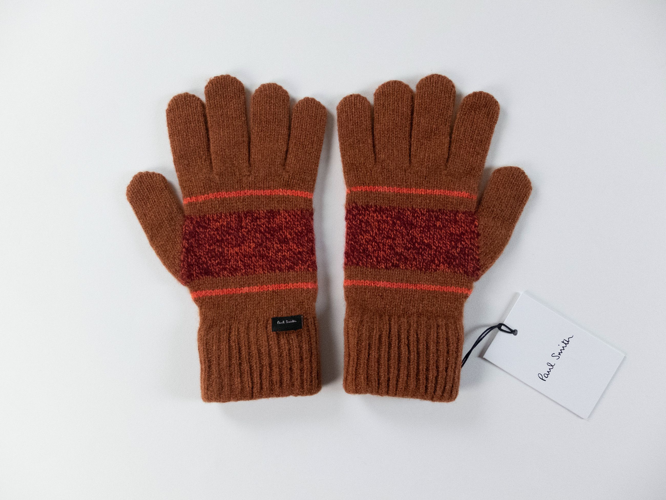 Paul Smith PAUL SMITH mainline burnt orange lambswool knit gloves Size ONE SIZE - 1 Thumbnail
