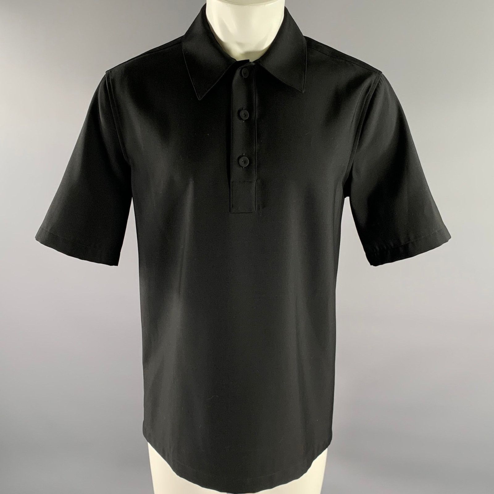Jil Sander JIL SANDER Size M Black Wool Popover Short-Sleeve Shirt Size US M / EU 48-50 / 2 - 1 Thumbnail