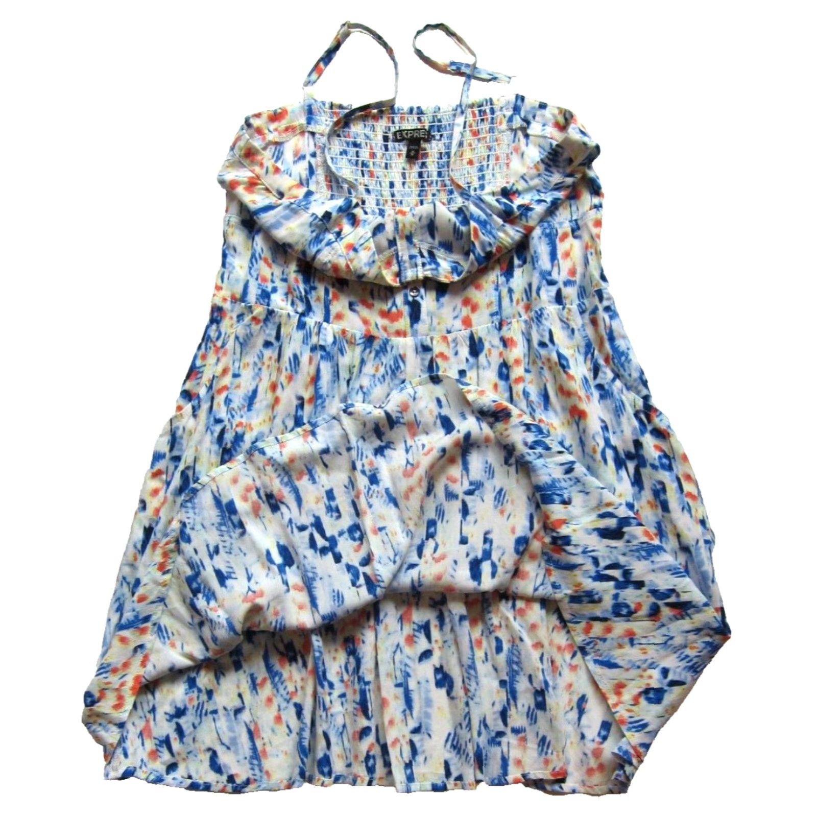 Express Express Dress Womens Medium Blue Yellow Orange Tie Dye Pocket Tank Slip Sun Rayon Size M / US 6-8 / IT 42-44 - 5 Thumbnail