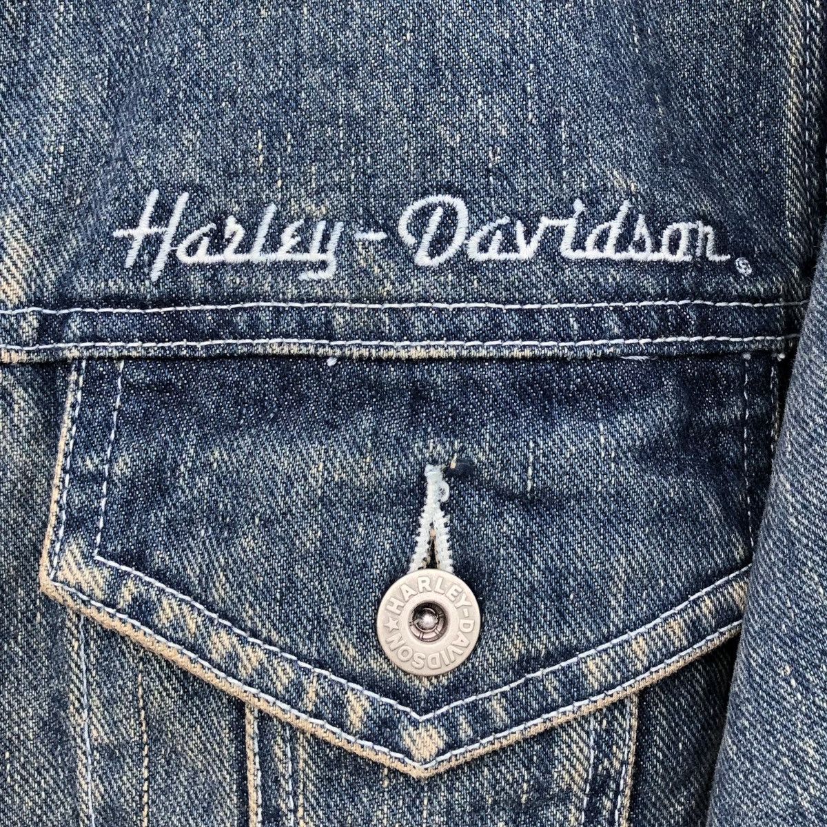 Harley Davidson Vintage Harley Davidson Patch Logo Denim Trucker Jacket Size US M / EU 48-50 / 2 - 6 Thumbnail