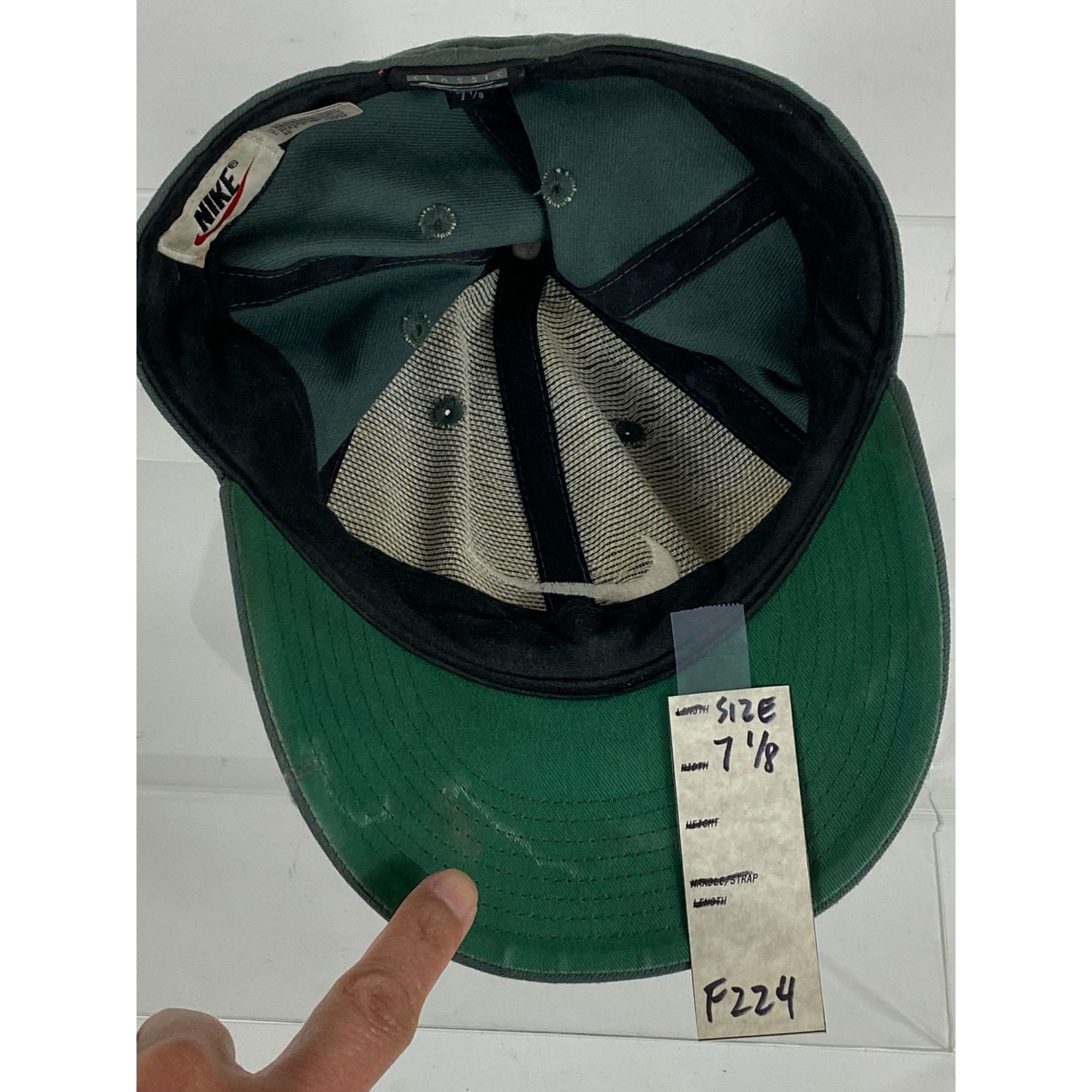 Nike Vintage 90s Nike Swoosh Embroidered Wool Fitted Hat Cap Gree Size ONE SIZE - 7 Thumbnail