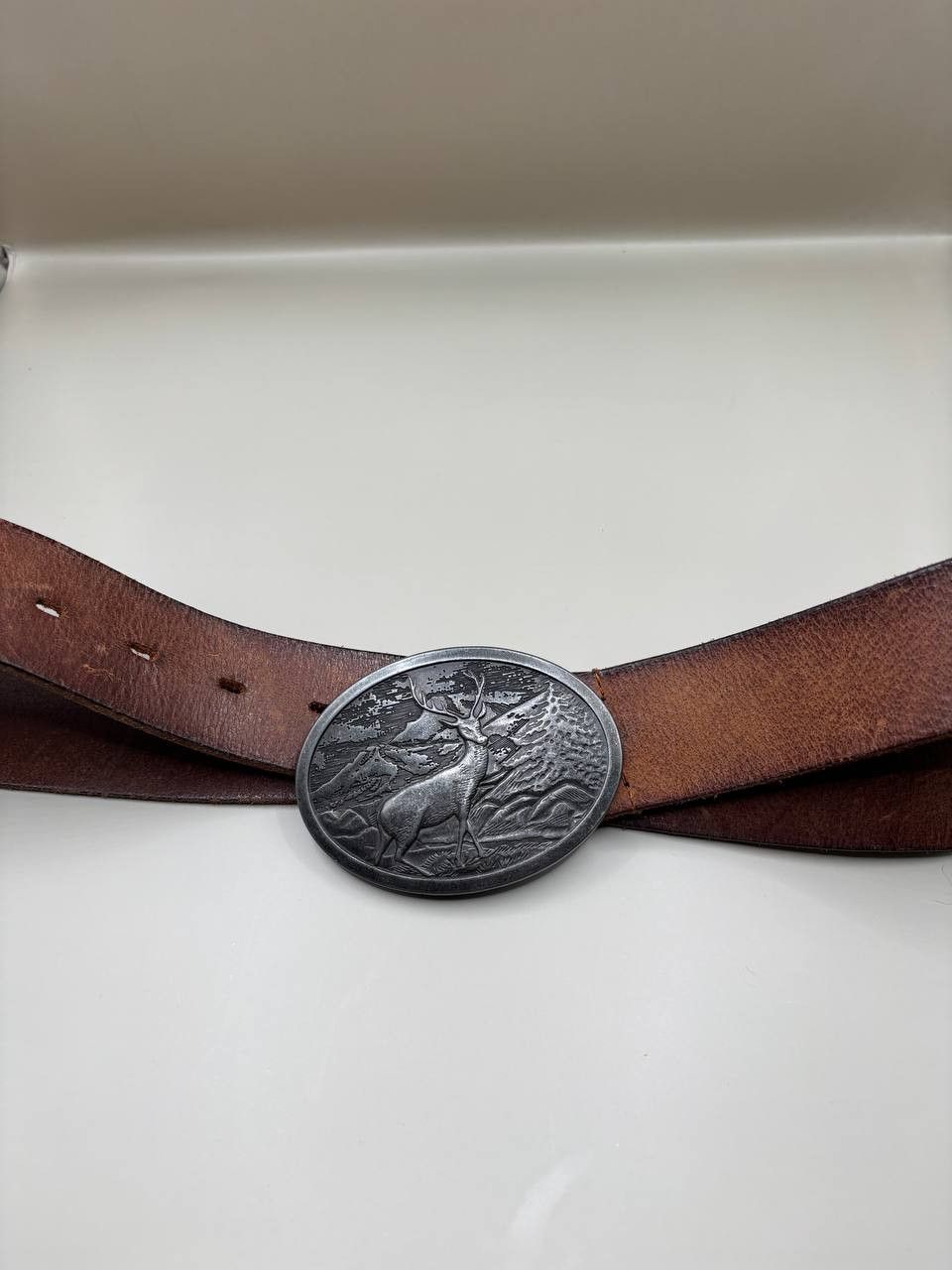 River Island River Island Made in England Vintage Stag Leather Belt Size ONE SIZE - 12 Thumbnail
