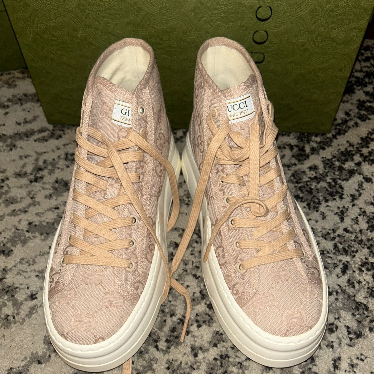 Gucci Gucci GG High Top Sneaker Rose size 38.5 Size US 8.5 / IT 38.5 - 3 Thumbnail
