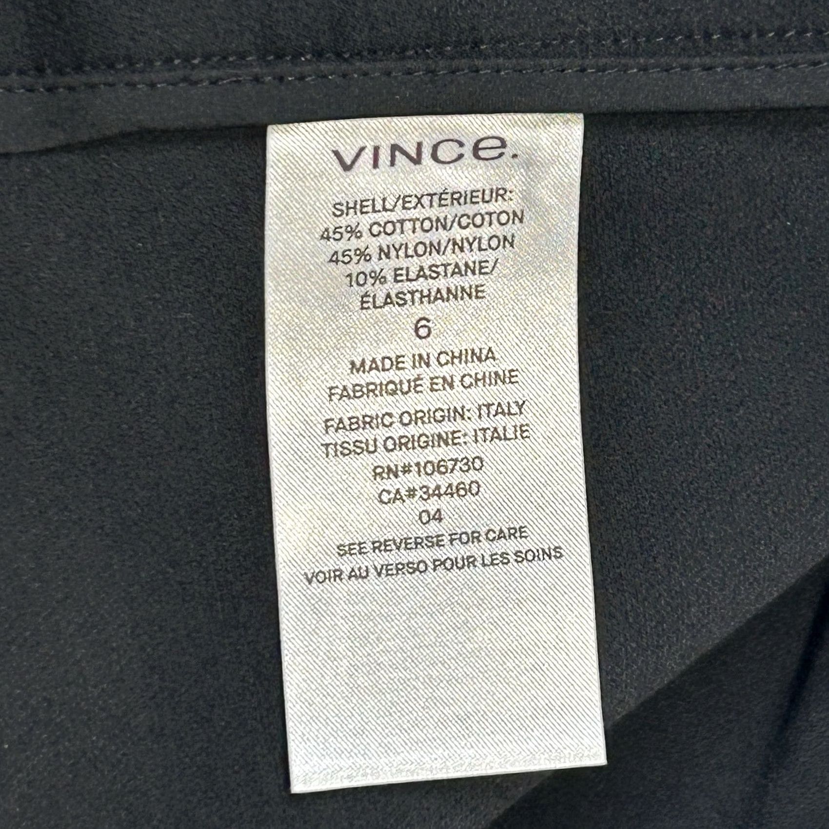Vince Vince Dress Pants Womens Size 6 Side Zip Black Cotton Nylon Blend Pockets Size 28" / US 6 / IT 42 - 6 Thumbnail