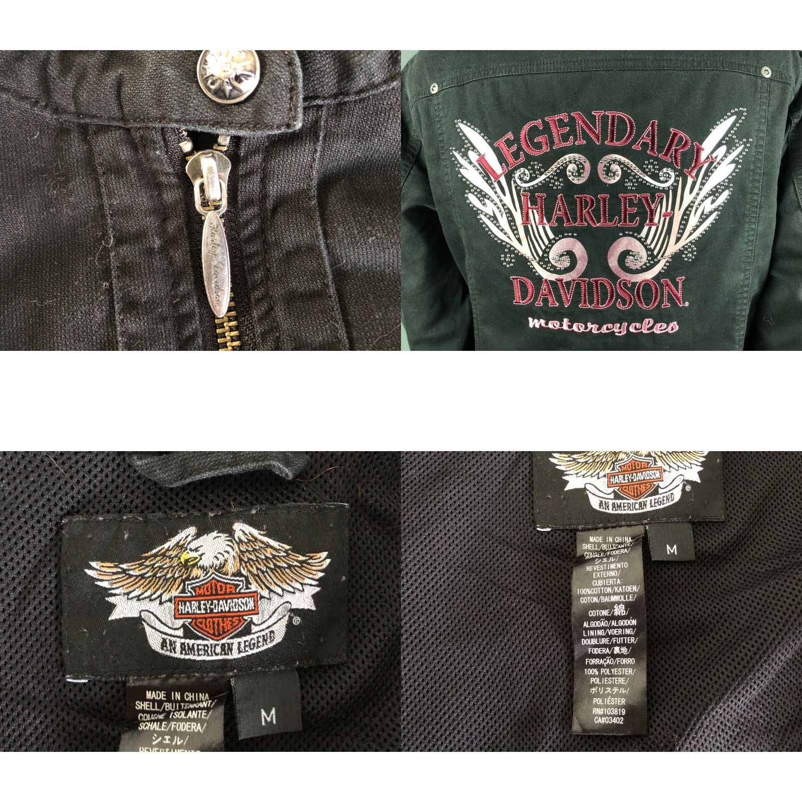 Harley Davidson Harley-Davidson Women's Jacket Full Zip Cotton Black M Size M / US 6-8 / IT 42-44 - 9 Thumbnail