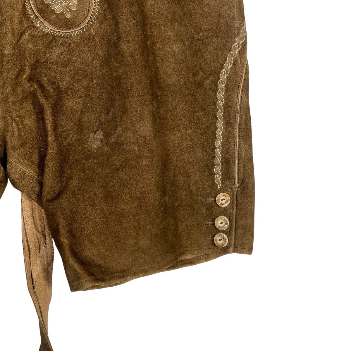 Vintage Vintage German Lederhosen Leather Butcher Brown Embroidered Size US 43 - 5 Thumbnail