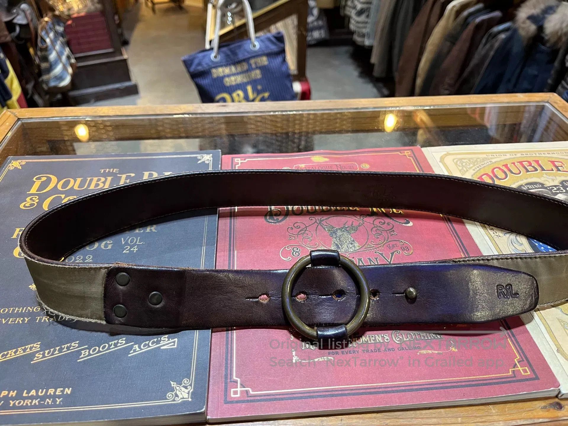 vintage rrl leather belt by ralph lauren.
