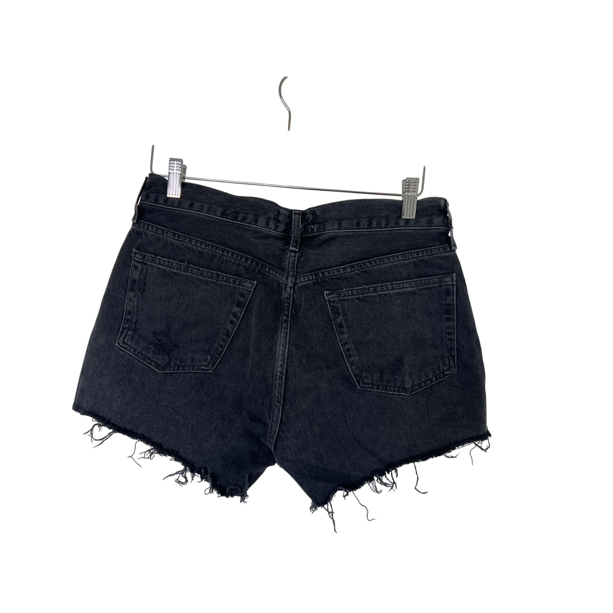 Agolde Agolde Parker Black Distressed Denim Shorts Size 28" / US 6 / IT 42 - 3 Thumbnail