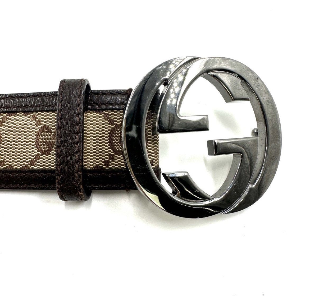Gucci GUCCI Classic Silver Buckle Monogram Canvas Leather Belt K12 Size ONE SIZE - 8 Thumbnail
