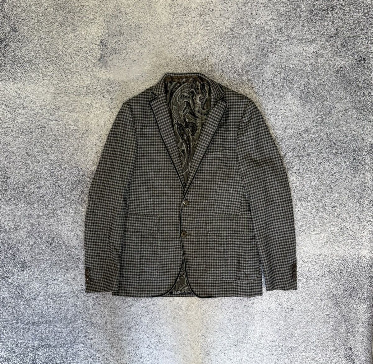 Etro ETRO Blazer 50IT40US Check Jacket Cotton Silk Paisley Lining Size 40R - 1 Thumbnail