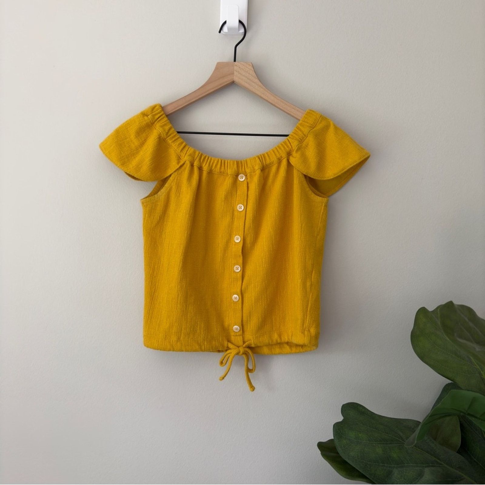 Madewell Madewell Texture & Thread Off The Shoulder Top Button Front Size S / US 4 / IT 40 - 1 Thumbnail