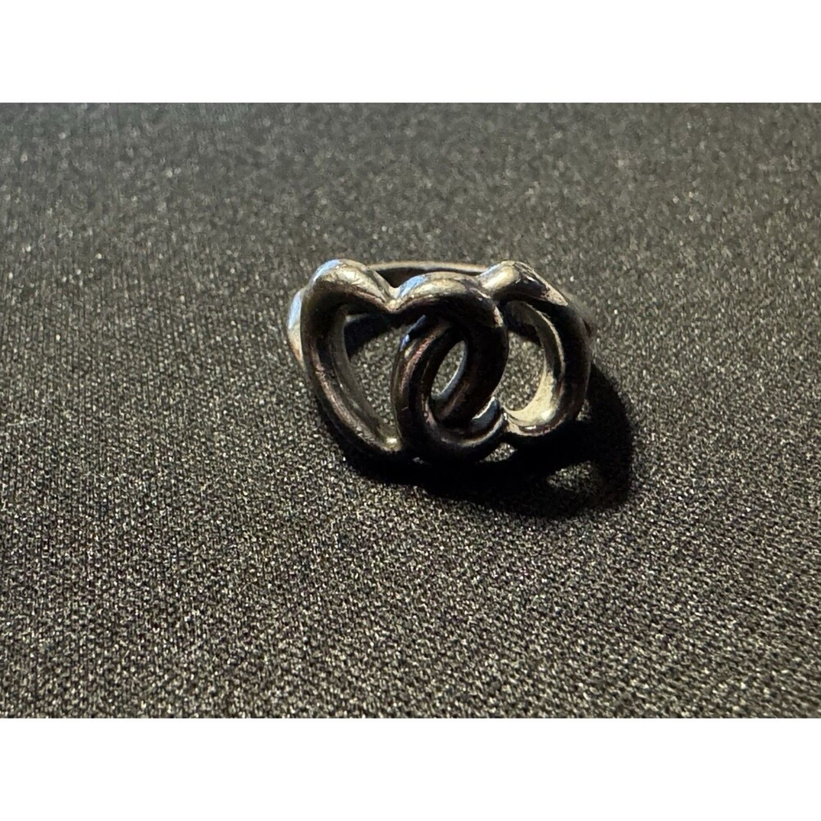 James Avery Sterling Silver Heart Ring Size 5.5 Dbl Heart