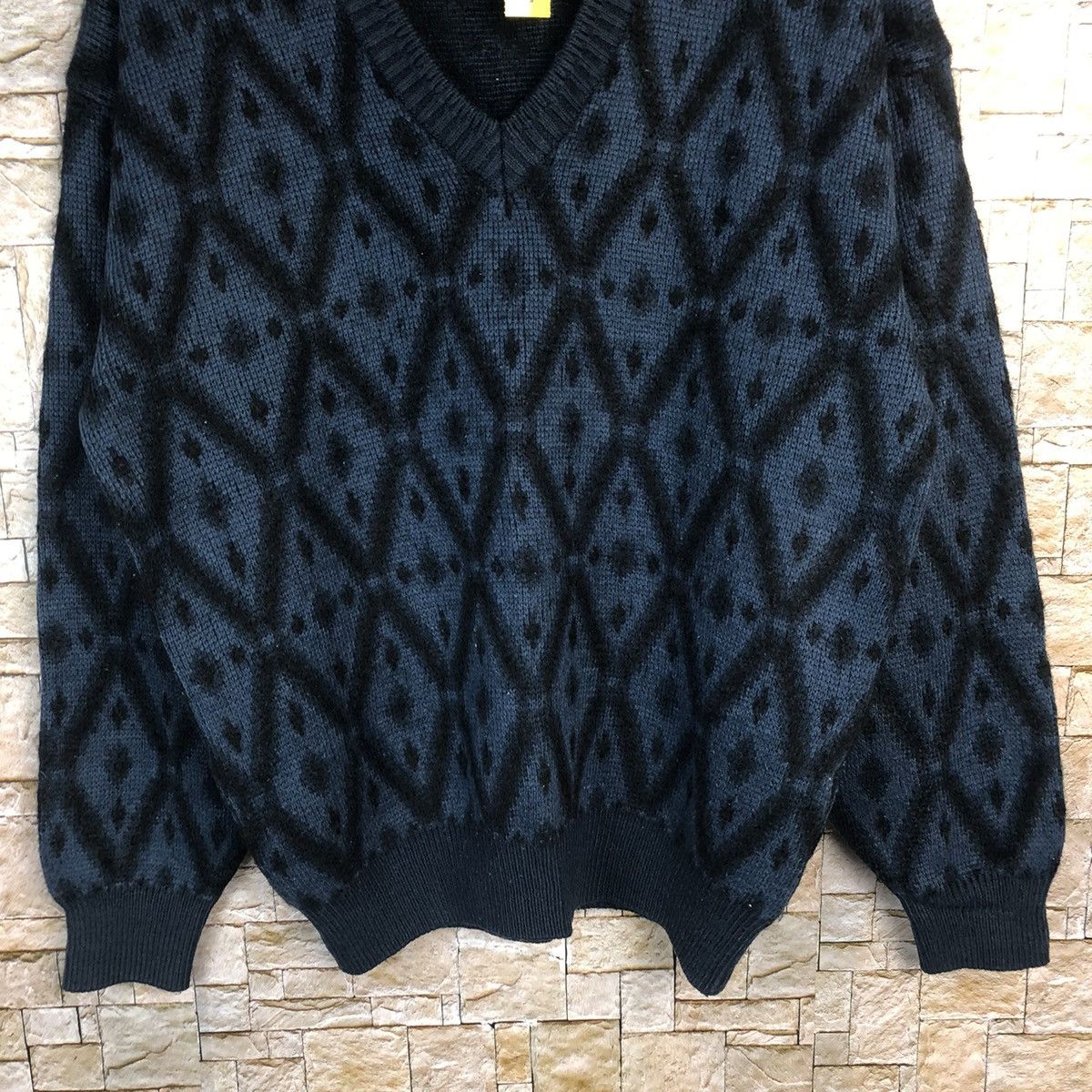 Vintage Crude Hea Dark Blue art Knitwear #A463 Size US M / EU 48-50 / 2 - 3 Thumbnail