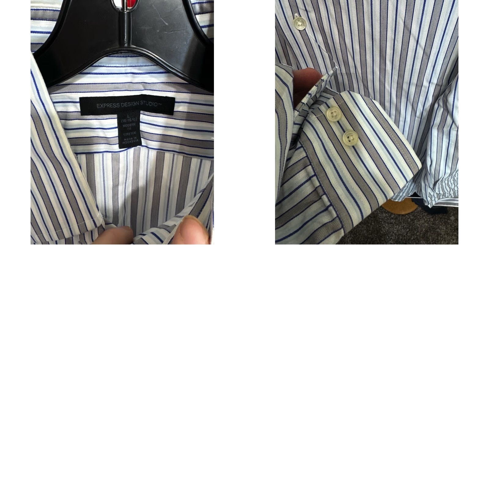 Express Express Shirt L Express Gray Blue Stripe Long Sleeve Large L Mens Size US L / EU 52-54 / 3 - 8 Thumbnail