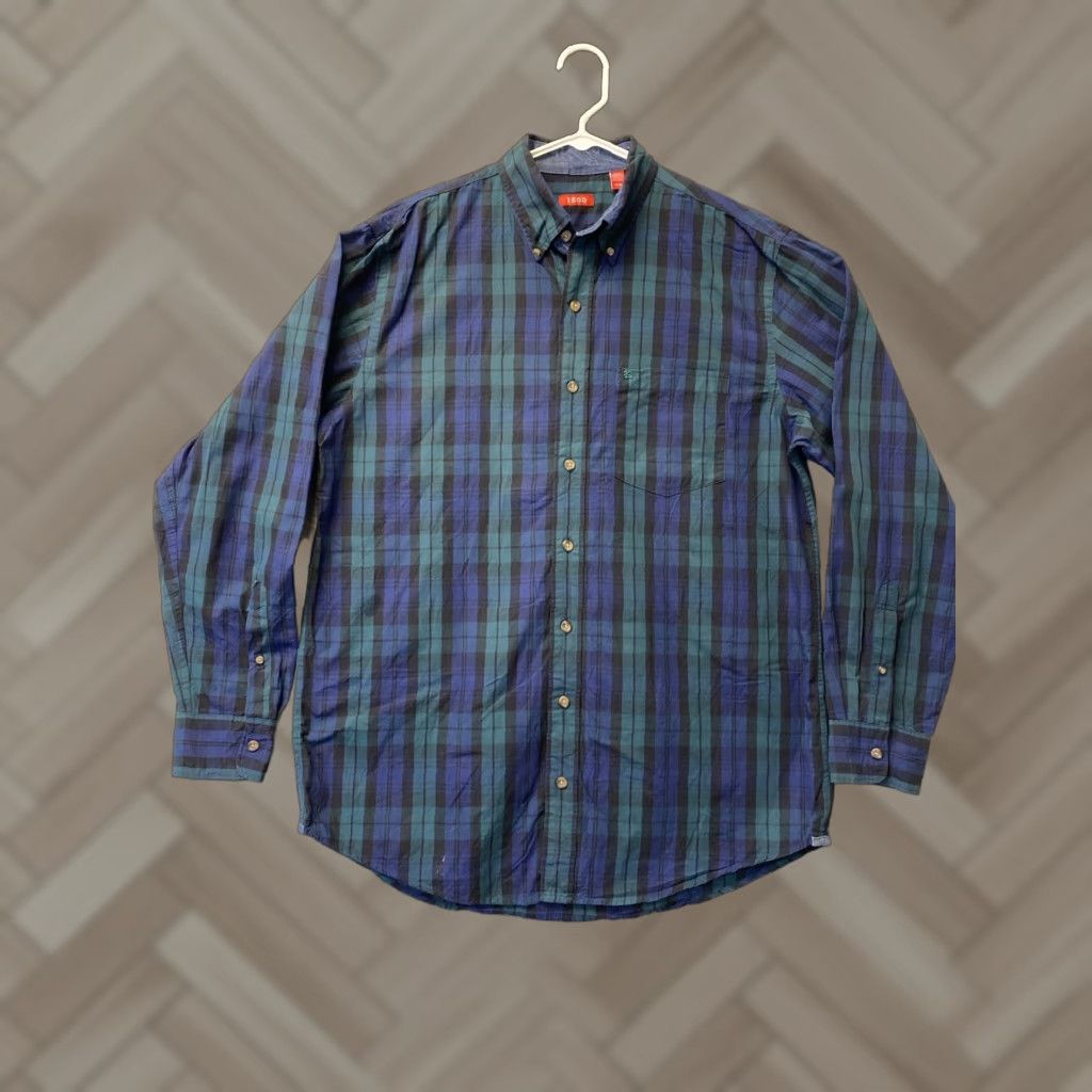 Izod IZOD Long Sleeve Button-Down Plaid Shirt LT Tall Multicolor Casual Workwear Mens Size US L / EU 52-54 / 3 - 1 Thumbnail