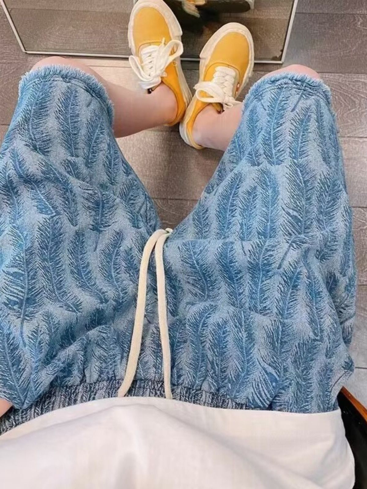 Japanese Brand × Jean Loose casual jacquard feather denim shorts Size US 32 / EU 48 - 5 Thumbnail