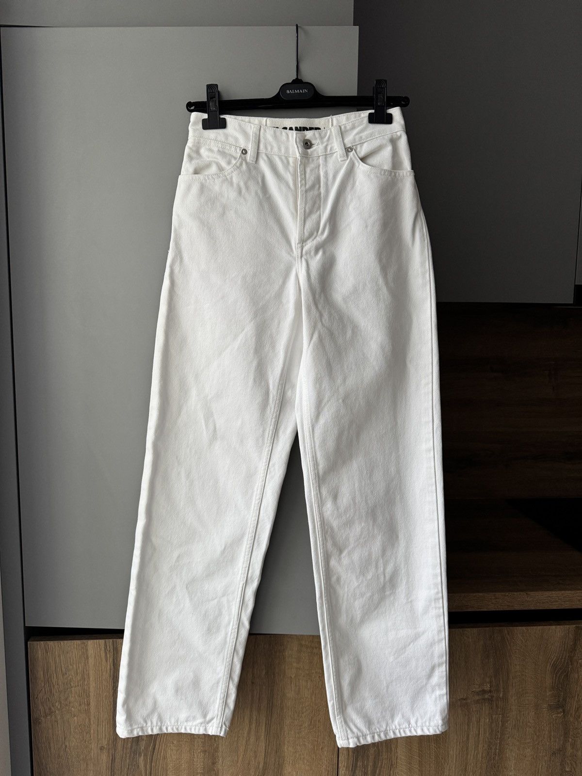 Jil Sander Jil Sander High-Rise Straight Cotton White Jeans Size 27" / US 4 / IT 40 - 2 Thumbnail