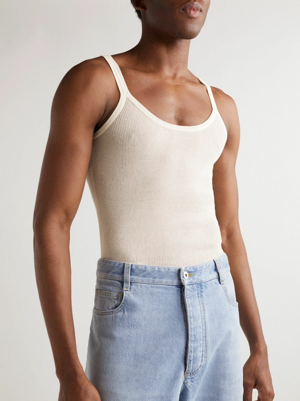 Bottega Veneta o1y0526 Tank Top in Ivory Size US L / EU 52-54 / 3 - 3 Thumbnail