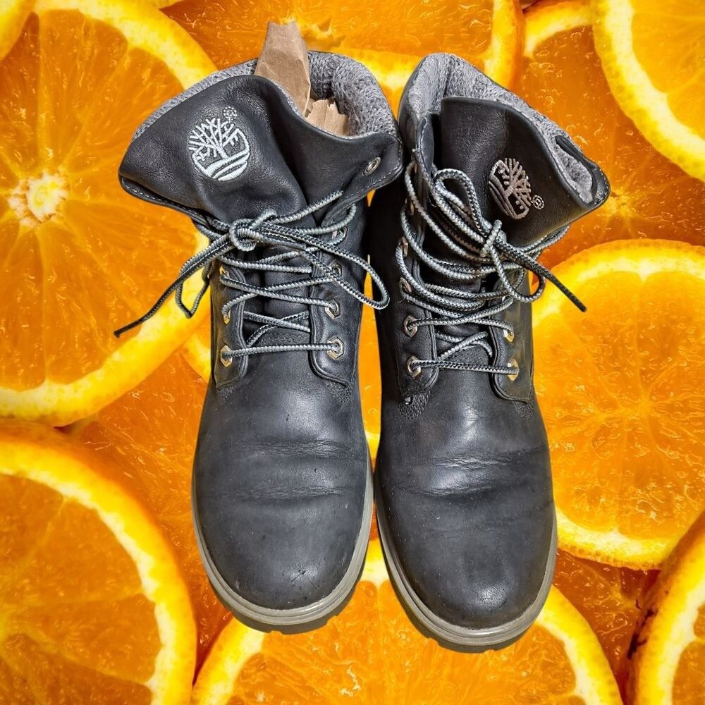 Timberland Timberland Roll Top Boots Leather Ankle Lace Up Casual Black Size US 7.5 / IT 37.5 - 3 Thumbnail