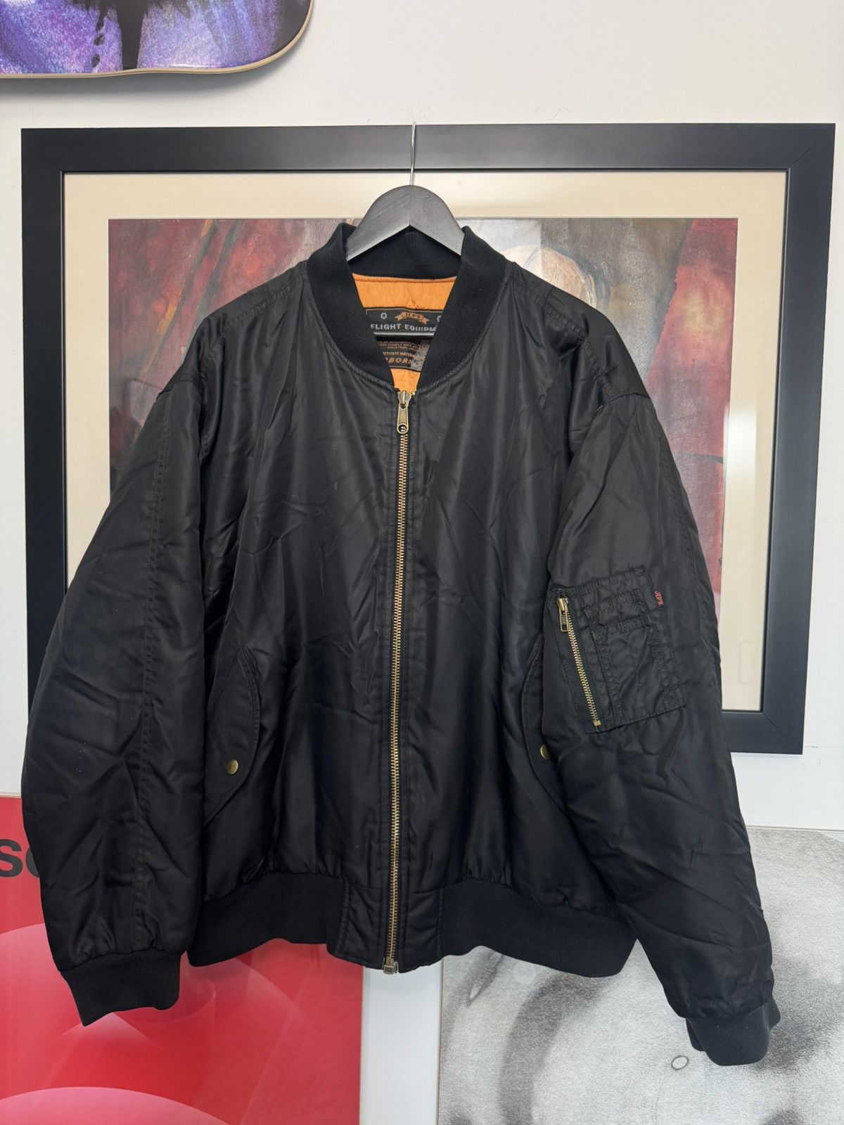Vintage Ma1 Flyer Black Vintage Nylon Bomber Jacket BoxyFit Oversize Size US XL / EU 56 / 4 - 1 Thumbnail